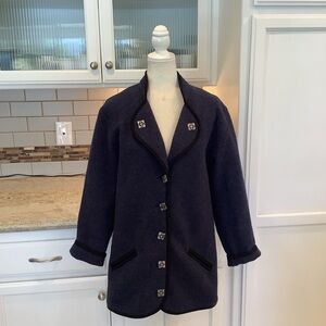 Vitabella Norway Navy Blue Wool Sweater Jacket Size Medium